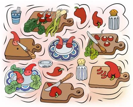 Home Cooking vector illustration Ilustração Stock