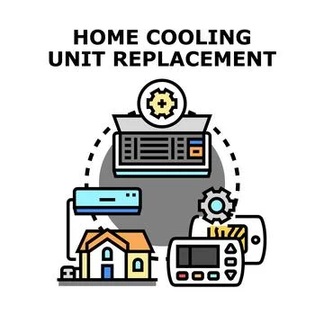 Home cooling unit replacement system repairing service Stock Illustration