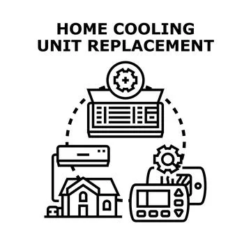 Home cooling unit replacement system repairing service Stock Illustration