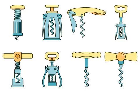 Home corkscrew icon set vector color Stock Illustration