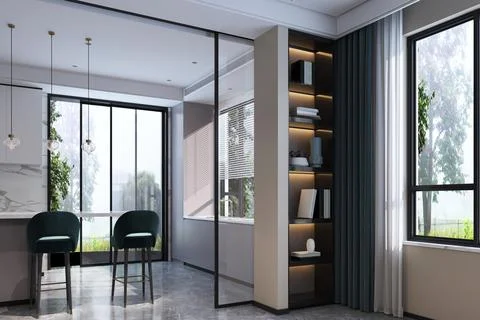 Home corner with showcase implementation for a smart living ideas on empty .. Stock-Illustration