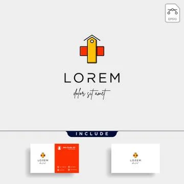 Home cross logo design vector isolated icon Stock Illustration