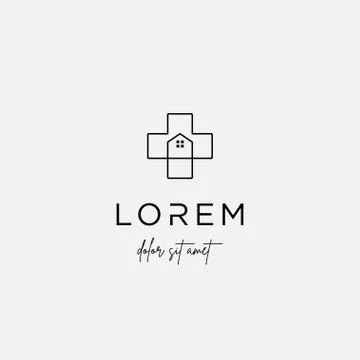 Home cross logo design vector isolated icon Stock Illustration