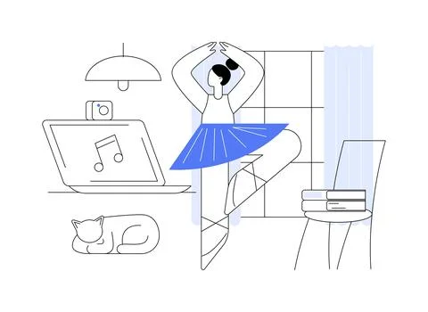 At-home dance class abstract concept vector illustration. Stock Illustration
