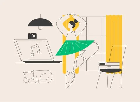At-home dance class abstract concept vector illustration. Stock Illustration