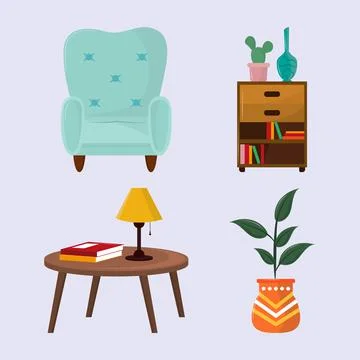 Home deco objects Stock Illustration