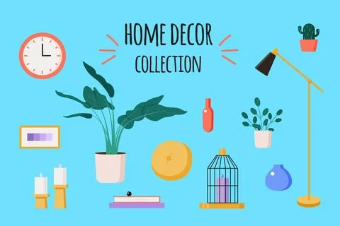 Home Decor Collection Set Vector illustration Stock Illustration