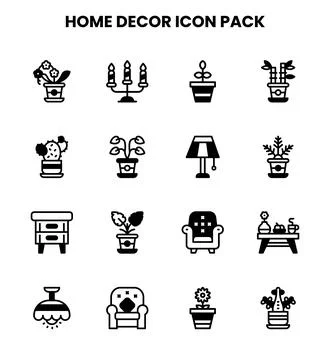 Home Decor DuoTone Vector Icons Pack Stock Illustration