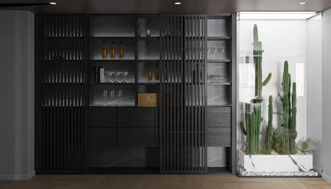 Home decor elements for a smart and trendy lifestyle wall self Stock Photos