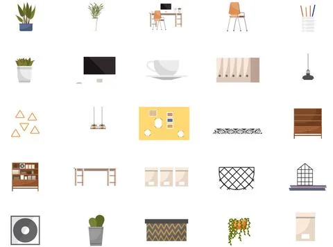 Home decor, isolated decoration element of apartment or office. Living room Stock Illustration