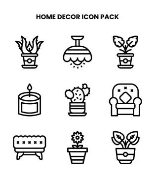 Home Decor Line Vector Icons Pack Stock Illustration