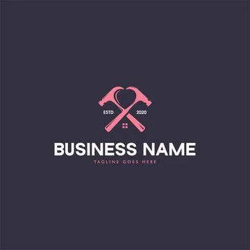 Home decor logo with clock and house illustration Illustrazione stock