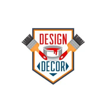 Home decor paint brush interior design vector icon Stock Illustration