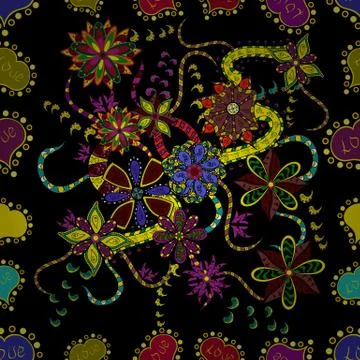 Home decor. Seamless pattern with fantasy flowers, natural wallpaper, floral dec 스톡 일러스트