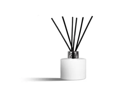 Home decor white diffuser bottle isolated with shadow Foto stock