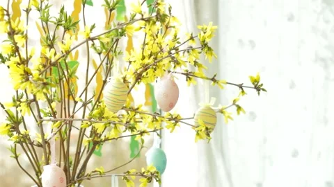 Home decoration for Easter. Banner, copyspace Stock Footage 234515016
