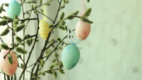 Home decoration for Easter. Banner, copyspace Stock Footage 234715045