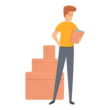 Home delivery parcel stack icon, cartoon style Stock Illustration