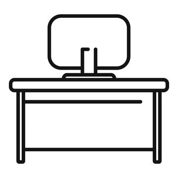 Home desk icon outline vector. Workplace office Stock Illustration