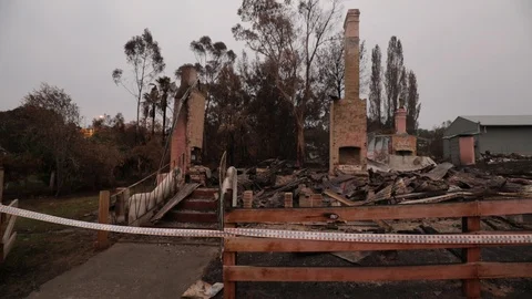 Home Destroyed by Fire Stock Footage 123260562