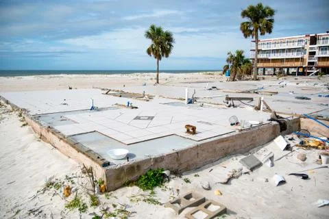 Home Destroyed Near Mexico Beach Pier 5 Months After Hurricane Michael Stock Photos