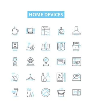 Home devices vector line icons set. Appliances, Electronics, Television 스톡 일러스트