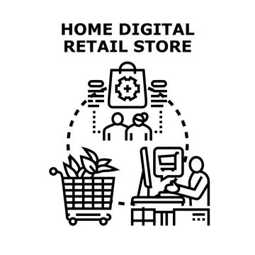 Home digital retail store concept vector illustration Stock Illustration