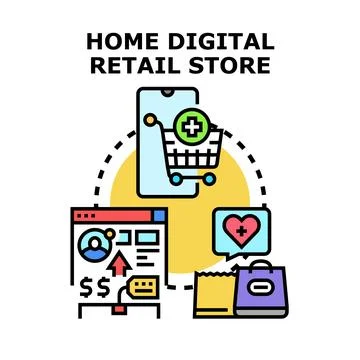 Home digital retail store concept vector illustration Stock Illustration