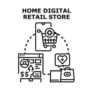 Home digital retail store concept vector illustration Stock Illustration