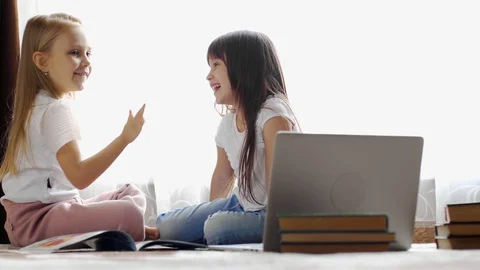 Home Distance Learning Stock Footage 128281509