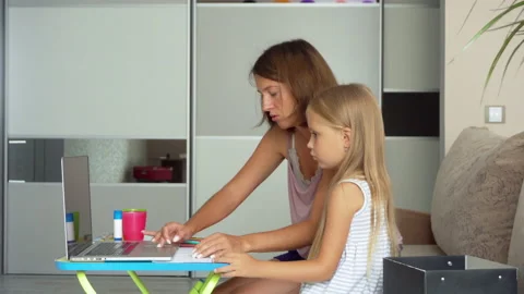 Home Distance Learning Stock Footage 138955563