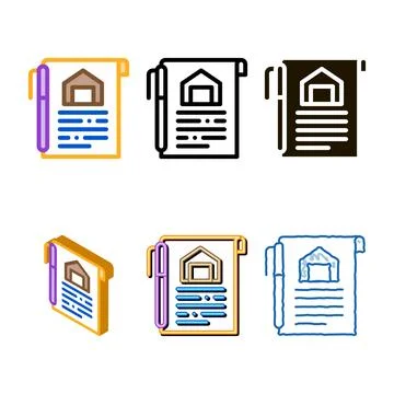 Home documents edition icon vector outline Illustrazione stock