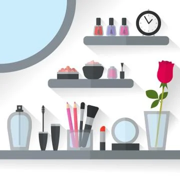 Home dressing table interior vector illustration Stock Illustration