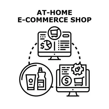 At home e commerce shop concept for online business Illustration