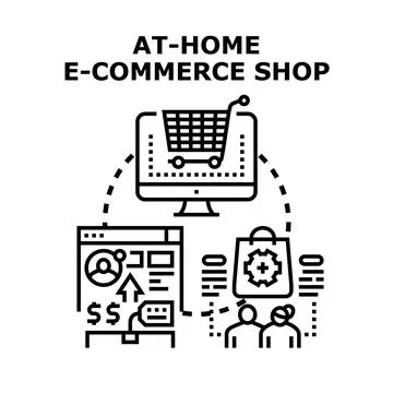 At home e commerce shop concept for online shopping Stock Illustration