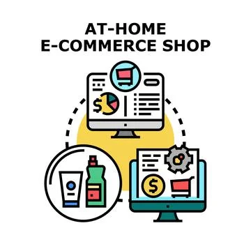 At home e commerce shop concept for online business Illustration