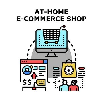 At home e commerce shop concept for online shopping Stock Illustration