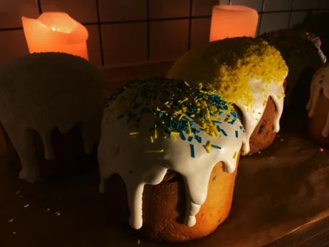 Home Easter cake. There is  appetizing homemade pastries for Easter Stock Photos