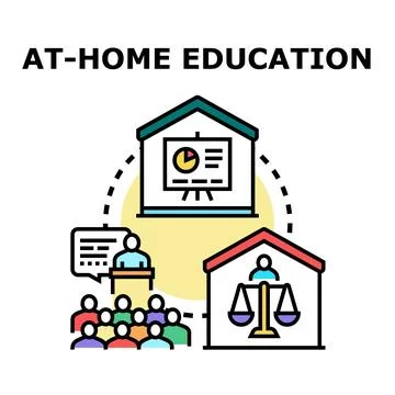 At home education concept with diverse learning options Stock Illustration