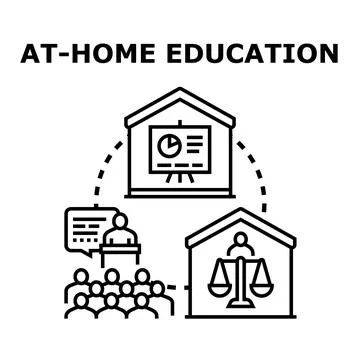 At home education concept with diverse learning options Stock Illustration