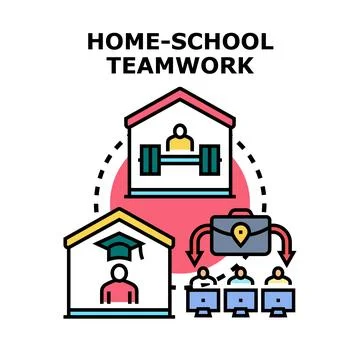 Home education teamwork concept developing children knowledge Stock Illustration