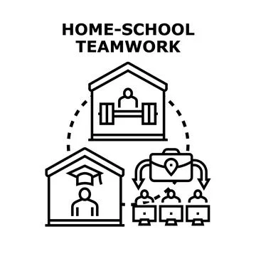 Home education teamwork concept developing children knowledge Stock Illustration