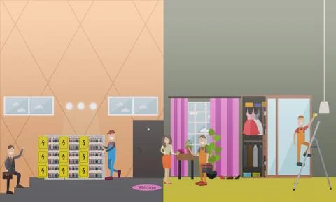 Home electrical services concept vector illustration in flat style Illustrazione stock