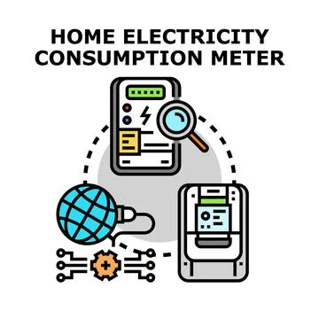 Home electricity consumption meter global energy monitoring Ilustração Stock