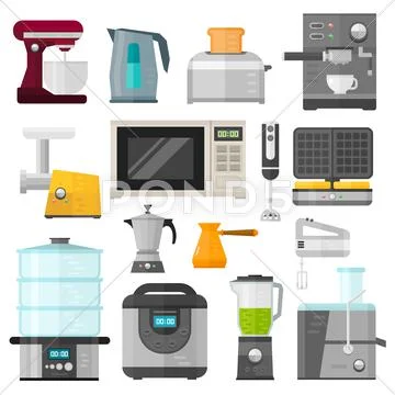 Home electronics appliances elements infographics template concept vector Stock Illustration