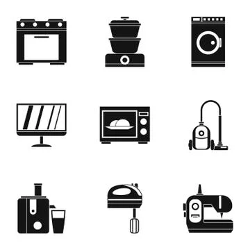 Home electronics icons set, simple style Stock Illustration