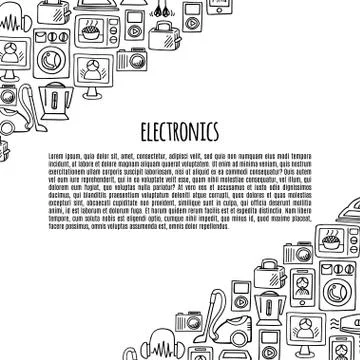 Home electronics sketch icons vector  banner. Stock Illustration