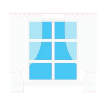 Home elements window with curtains flat style Stock Illustration