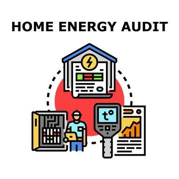 Home energy audit process for efficiency and saving Stock Illustration