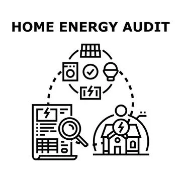 Home energy audit process optimizing residential power efficiency Stock Illustration